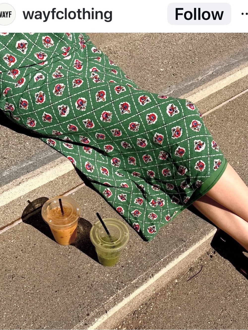 WAYF. Green Patterned Midi Dress with Contrast Trim - Picture 7 of 16